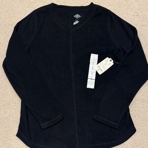 St. John's Bay Black V-Neck Long Sleeve Top